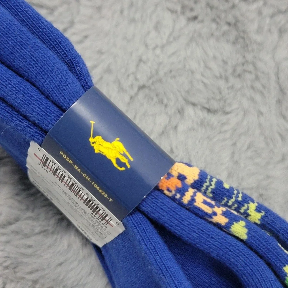 Polo Ralph Lauren Socks Mens 6-12.5 Blue Palm Island Supplies Beach Mid Calf